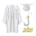 thumbnail image 1 of Odeerbi 1-10 Años Niños Niñas Vestido de Graduación Conjunto Color Sólido Vestido de Manga Larga Con Estoro, Gorra Y Bornilla Traje de 3 Piezas, 1 of 5