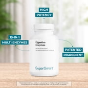 SuperSmart Digestive Enzymes (High Potency) - 15-in-1 Multi Enzymes Supplement - with Lipase, Bromelain, Amylase, Lactase, Protease, Invertase | Non-GMO & Gluten Free - 100 Delayed Release Capsules