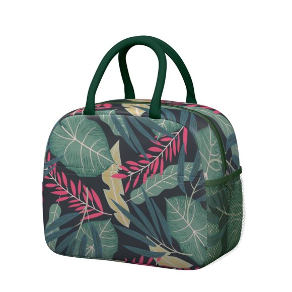 Sac à Lunch Isotherme Inspiré de la Palmier – Sac Isotherme Réutilisable avec Motif de Feuilles Tropicales pour Pique-Niques de Week-End et Déjeuner au Bureau