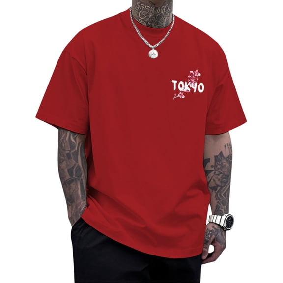 Ankishi Japanese Tshirt Men Tokyo Flower Print Short Sleeve Crewneck Dragon Graphic Summer Tops Daily Wear