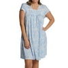 Women's Miss Elaine 207423X Plus Size Silkyknit Paisley Cap Sleeve Short Gown (Blue Monotone Paisley 1X)