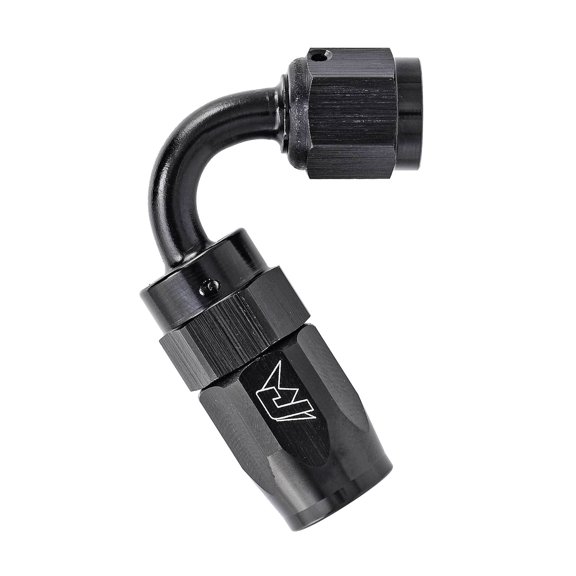 JEGS AN 120-Degree Max Flow Swivel Hose End [-4 AN Female to -4 AN Hose, Black]