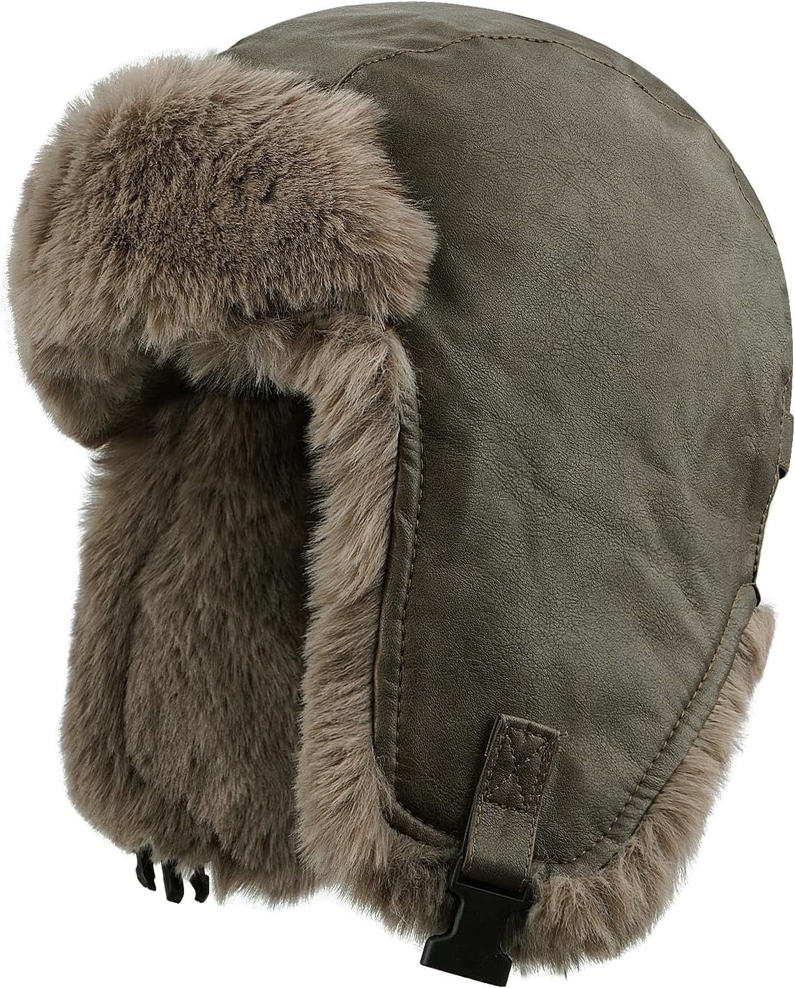 Zhengup Aviator Faux Leather Trapper Eskimo Earflap Hunting Hat Cold Weather Winter Gear Russian Ushanka Cossack Trooper Hat