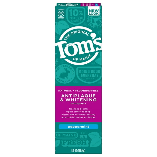 Tom's of Maine Natural Antiplaque & Whitening FluorideFree Peppermint