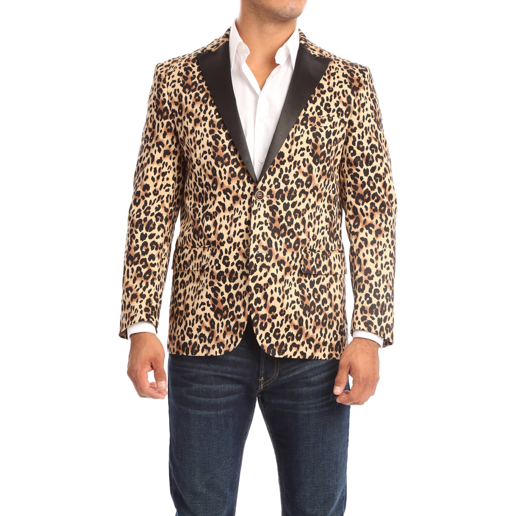 Raneri Men's Leopard-print Slim fit Tuxedo Style Blazer - Walmart.com