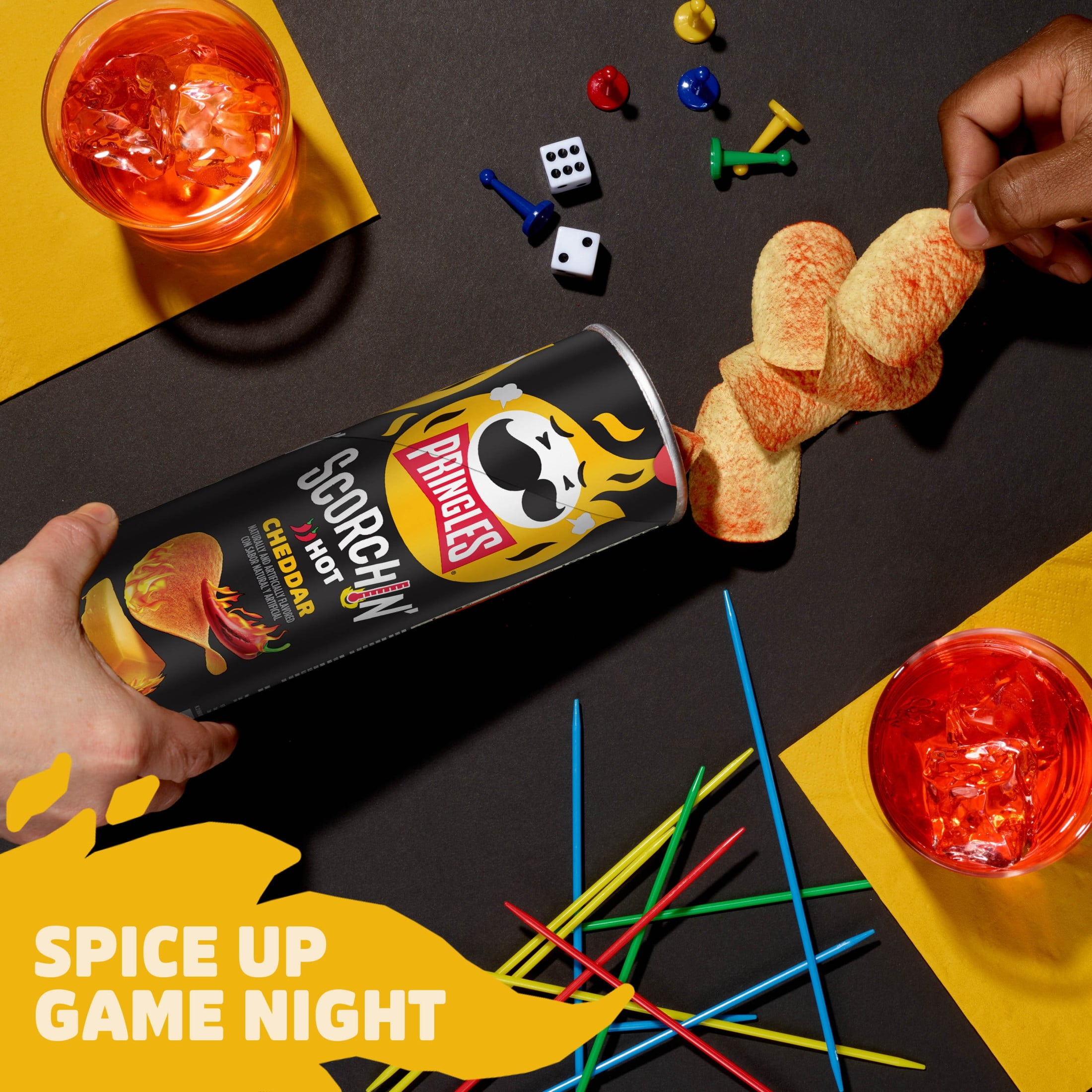 Pringles Scorchin' Cheddar Potato Crisps Chips, Spicy Snacks, 5.5 oz