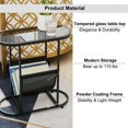 thumbnail image 2 of Glass Oval Small Side Tables Living Room Small Space With Magazines Organizer Storage Space, 2 of 6