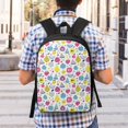 thumbnail image 5 of Uemuo Doodle Fruits Printed Durable 17-inch Student Backpack - Lightweight, Waterproof, Adjustable Straps, Ideal for School, Work, Travel, 5 of 5