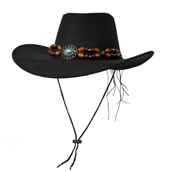 HomeGardon Cowboy Hats for Men Unisex Vintage Western-Style Sun Hat Sunscreen British Breathable Adjustable Rope Cowboy Hat