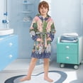 thumbnail image 5 of FORMRS Niños Bathrobe Unisex Hooded Robe Soft Plush Pajamas Sleepwear, Size 4-6T, Floral Vase, 5 of 7