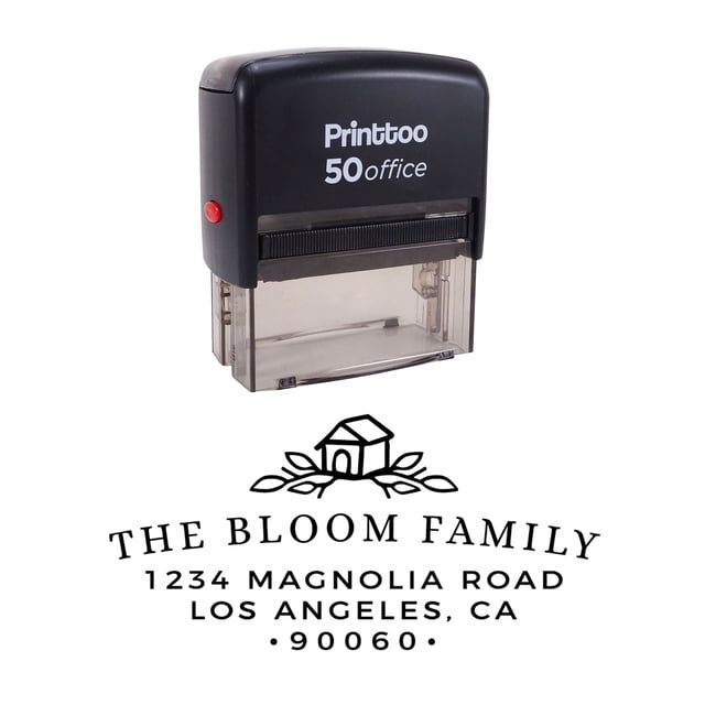 Printtoo Self Inking Custom Text Personalized Address With House Design Envelope Rubber Stamp-Black
