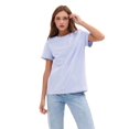 thumbnail image 1 of T-shirts à Manches Courtes Surdimensionnés pour Femmes, Col Rond, Coupe Ample, T-Shirt d'Entraînement, Hauts Décontractés d'Été, Coton, Violet Pâle, TTG, 1 of 9