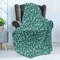 thumbnail image 4 of Teal and Turquoise Soft Flannel Fleece Blanket, Leaf Pattern Nature Botany Garden Growth Harvest Illustration, Cozy Plush for Indoor and Outdoor Use, 50" x 70", Turquoise Dark Teal, by Ambesonne, 4 of 5