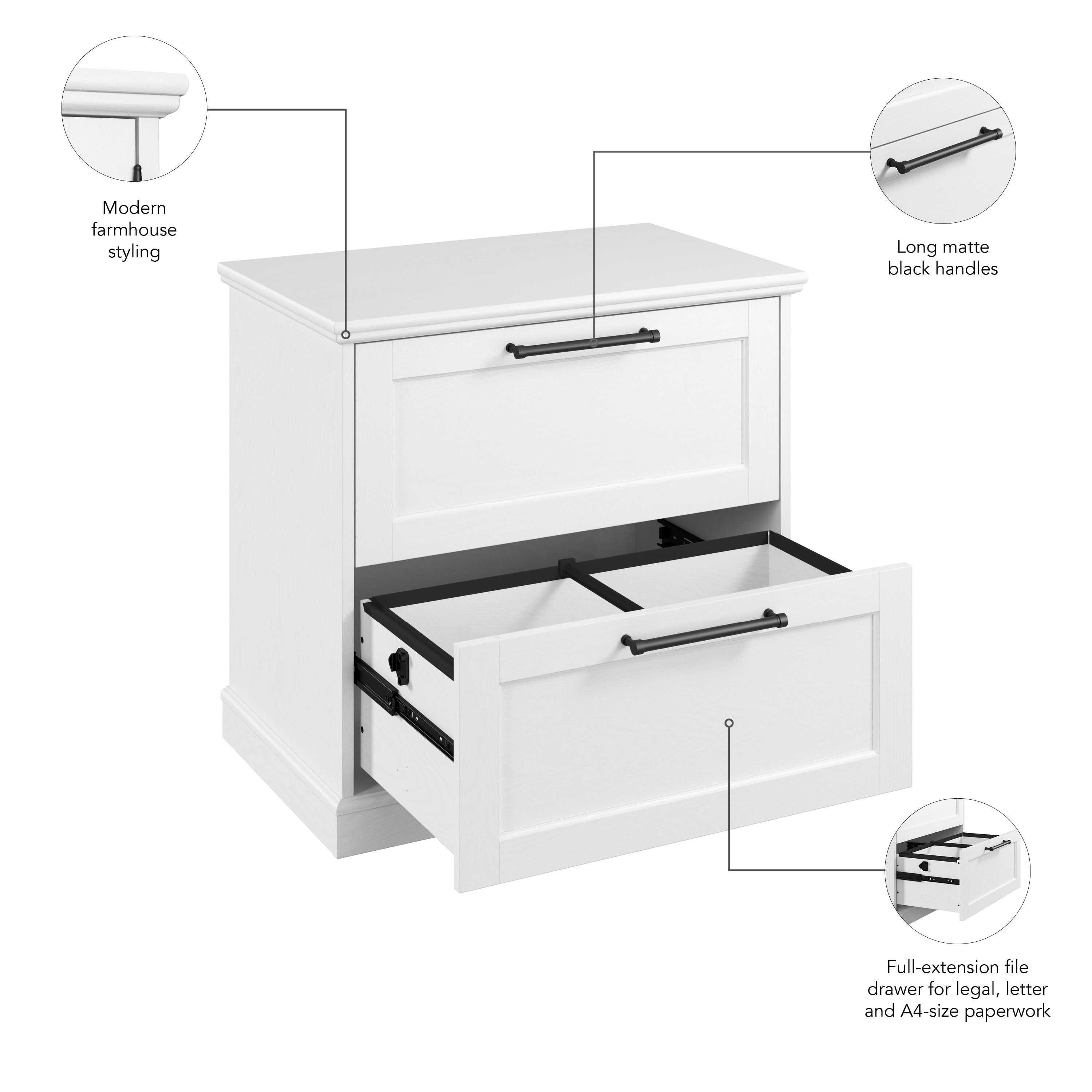 Bush Furniture Westbrook 2 Drawer Lateral File Cabinet in Ash White