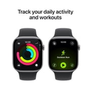 Apple Watch Series 11 [GPS + Cellular 46mm] Smartwatch with Space Gray Aluminum Case with Black Sport Band - M/L
