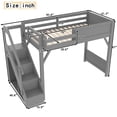 thumbnail image 3 of Luckynote Twin Loft Bed, Solid Wood Frame with Built-in Wardrobe, Storage Shelf, Stairs and Rails, Space-Saving Furniture, Gray, 3 of 6