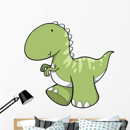 green marching baby t-rex wall decal sticker, wallmonkeys peel