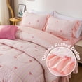 thumbnail image 6 of Rainbow Stripes & Bows Bedding Set,Ruffle 6 Piece Bed in a Bag Matching Sheet Set,Princess Style Chic Bow Printed,Light Pink Room Decor for Girls,Full, 6 of 8