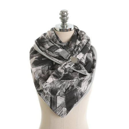 

AIEOTT Winter Ladies Fashion Buckle Leopard Camouflage Print Double-sided Scarf Warm Bib