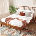 thumbnail image 3 of Harper & Bright Designs Wood Spindle Platform Bed Bamboo King Size with Tall Headboard, Simple Bohemian Bed Frame with Wooden Slats and Metal Support, Brown, 3 of 10