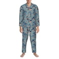 thumbnail image 3 of Naloa Underwater Animals and Flowers Men’s Pajamas Set - Long Sleeve Button Down Sleep Shirt and Pajama Bottoms Sleepwear Set-X-Large, 3 of 7