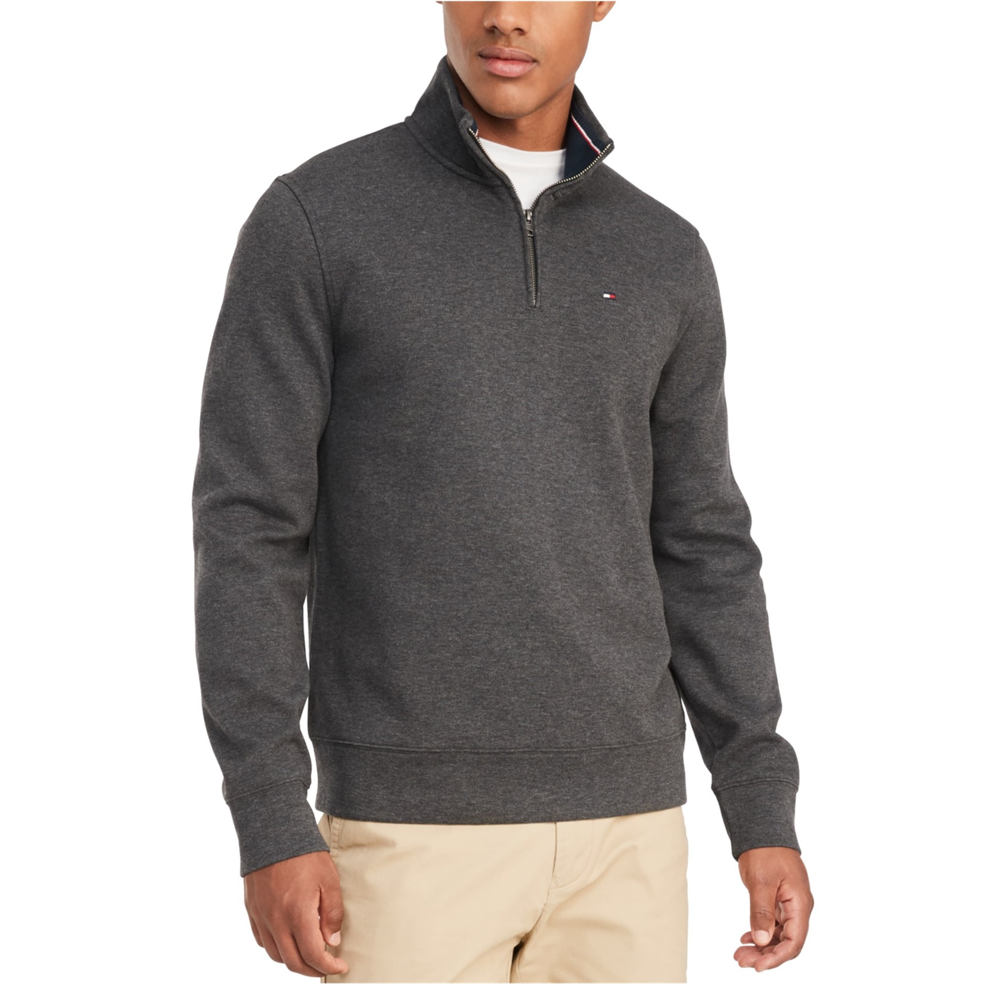Tommy Hilfiger Mens Big and Tall Fill Zip Mock Neck Sweater