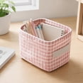 thumbnail image 7 of Linnome Linen Cotton Desktop Storage Basket Fresh Fabric Organizer Box Foldable Small Sundry Holder for Bedroom Vanity Living Room Countertop Tidying, 7 of 7