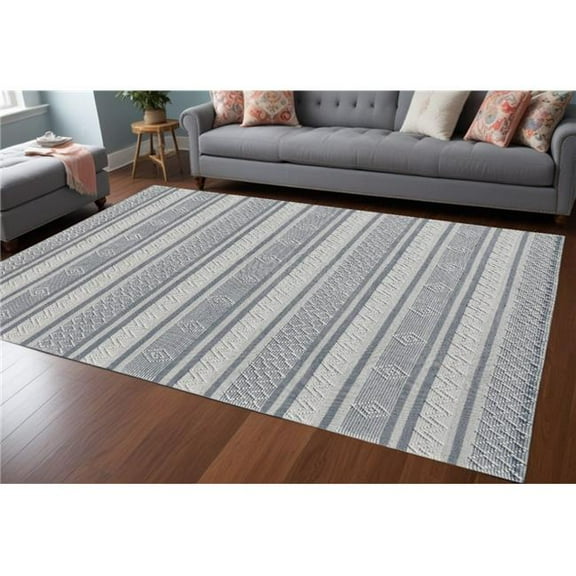 HomeRoots 554698 8 x 10 ft. Light Gray & Dark Gray Geometric Hand Loomed Rectangle Area Rug