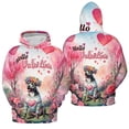 thumbnail image 3 of Hello Valentine’s Day Pitbull Flower Crown Romantic Pink Floral All Over Print 3D Hoodie Unisex Merch Hoodies Terrier Dog Lover - 00031, 3 of 6