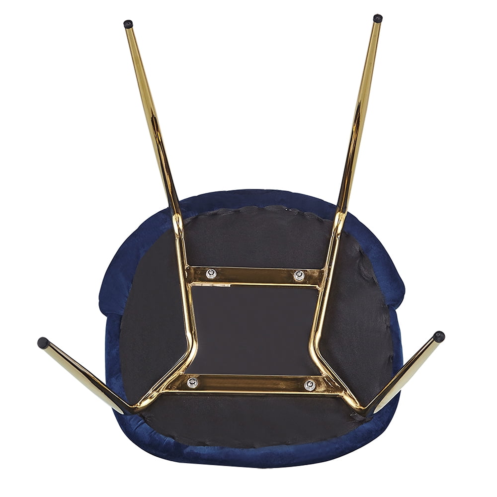 Kepooman Set of 2 Mid Century Modern Dinning Chairs with Iron Tube Golden Legs, Blue Kepooman Set of 2 Mid Century Modern Dinning Chairs with Iron Tube Golden Legs, Blue