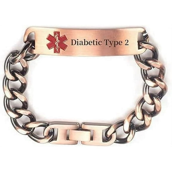 Wollet Pure Copper Medical Alert Bracelets for Men, 8.66 inches, Health Gift for Dad,Husband