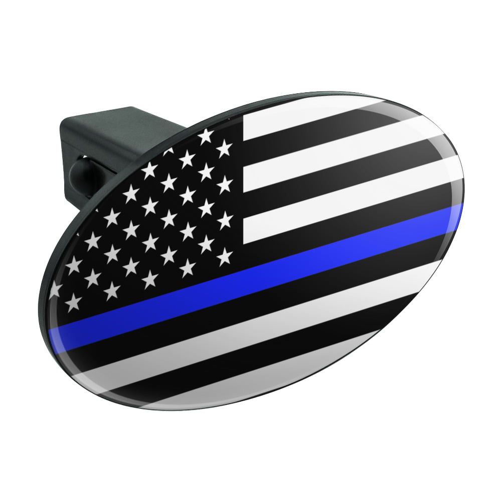 Graphics and More Thin Blue Line American Flag Oval Tow Hitch Cover Trailer Plug Insert 2 