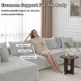 thumbnail image 3 of 130" Modular Sectional Sofa, Gray Cloud Boneless Sofa, Couches For Living Room, Striped Corduroy Upholstered 4-Seater Sofa With Pillow Back And Square Arms, 3 of 11