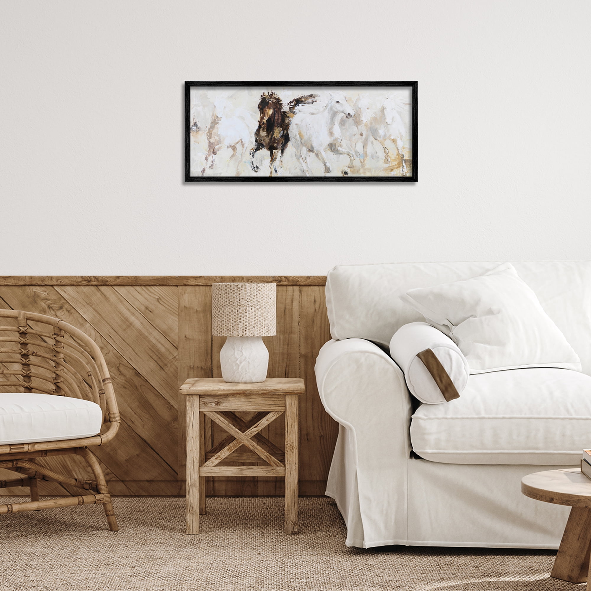 Stupell Industries Dancing Horses Abstract Scene Black Framed Giclee Art, design by Lorenzo Collective