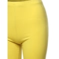 thumbnail image 4 of A2Y Women's Basic Solid Premium Cotton Mid Thigh High Rise Biker Bermuda Shorts Yellow S, 4 of 5