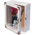 thumbnail image 3 of Shadow Box 11x13 Display Case, 5 Inch Extra Deep Shadow Box Frame , Acrylic Door, White Solid Wood Shadow Box with Linen Back & Pins, Rustic Metal Corners, Wall Mounted Keepsake Display Cabinet, 3 of 13