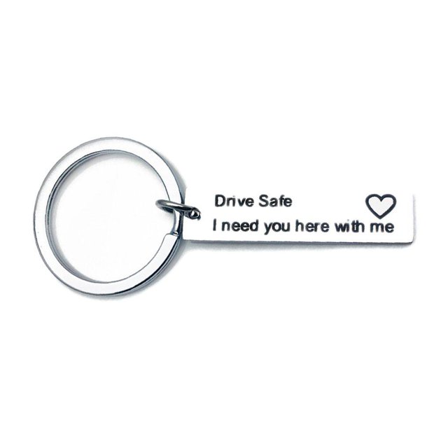Letters Engraved Drive Safe Personalized Custom Ring Boyfriend Gift Keyring Stainless Steel Car Key Ring Husband Boyfriend Gift Keychain
