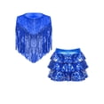 thumbnail image 3 of inhzoy Kids Rumba Dance Outfit 2 Piece Set Sleeveless Sequined Fringe Top and Skirt Navy Blue 8, 3 of 5