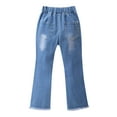 thumbnail image 6 of Jalioing Child Girls Denim Trouser Bootcut Flared Jeans Pants Solid Color Kids Girl's Slim Straight Pant (7-8 Years, Blue), 6 of 7