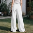 thumbnail image 3 of GIPQJK Womens Linen Pants Palazzo High Waisted Casual Work Trousers Slacks Business Button Down Summer Beach Clothes with Pockets,White M, 3 of 3