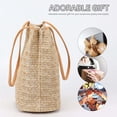 thumbnail image 3 of Gustave Women's Straw Woven Beach Bag Large Capacity Boho Shoulder Tote Bag Summer Bucket Handbag Purses for Casual, Travel, Shopping (Light Beige), 3 of 9