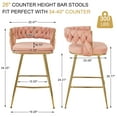 thumbnail image 3 of VECELO Modern Braided Bar Stools Set of 2 – Velvet Counter Height Upholstered Stools with Woven Back Support & Footrest, Heavy-Duty Metal Frame Bar Chairs for Kitchen Island,Pink, 3 of 14