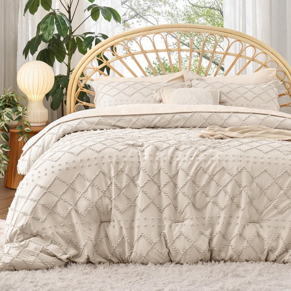 Juego de edredón Bedsure extragrande King Beige, 3 piezas