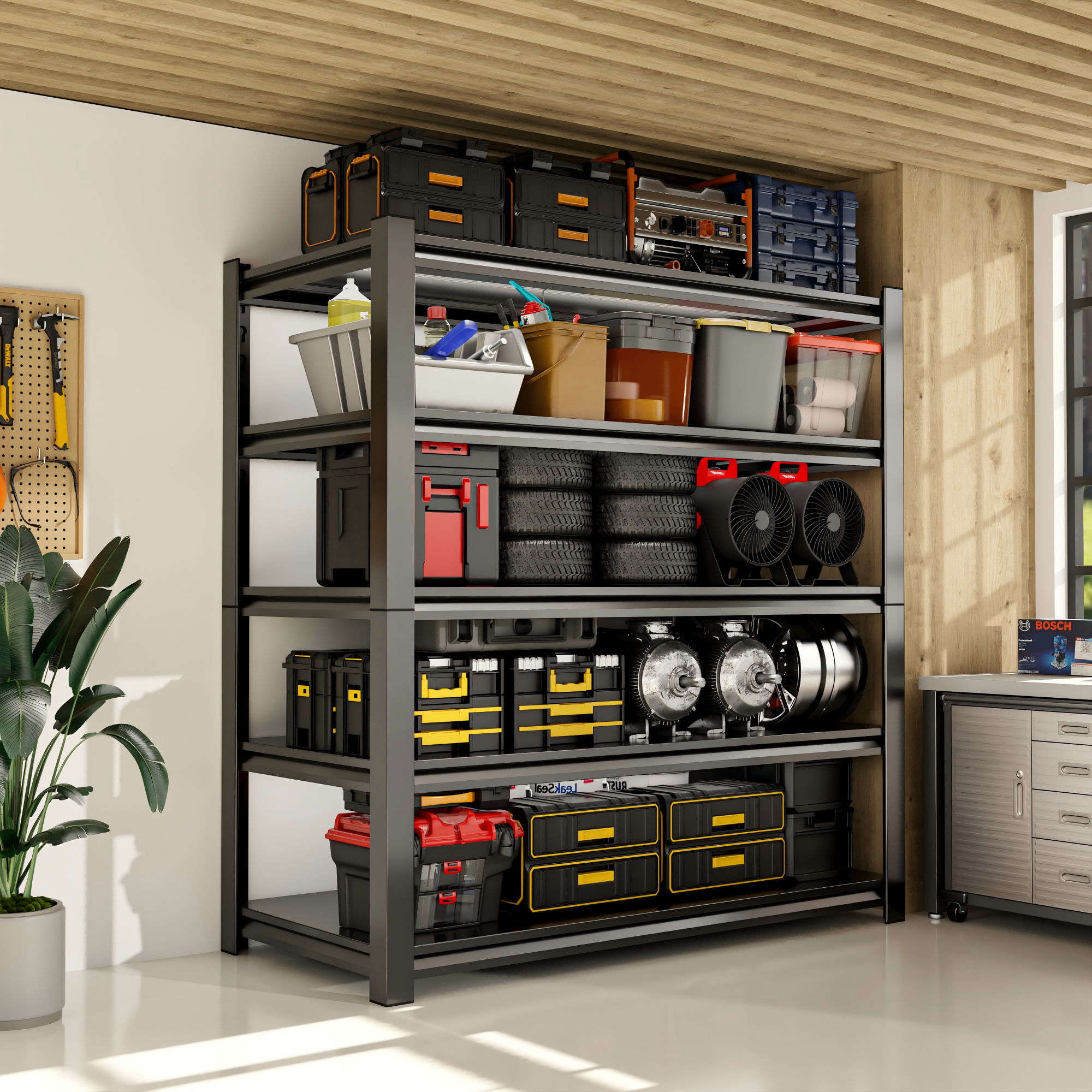 Welfiya 5-Tier Garage Shelving Unit, 36"W x 72"H, Black photo 6