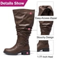 thumbnail image 5 of Love Steetly Women's Extra Wide Calf Knee High Boots, Slouchy Ruched Tall Boots, Harness Buckle Strap, Chunky Lug Sole Block Heel Side Zipper Boots., 5 of 8