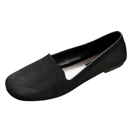 

Sngxgn Comfort Knitted Mary Jane Flat Shoes - Women s Breathable and Comfy Slip On Flats(Black 7.5)