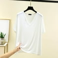 thumbnail image 4 of Fanxing Womens Short Sleeve T Shirts Under $10 Comfy V Neck Tees Shirt Loose Fit Pajamas Tops Pjs Tshirts White,Free Size, 4 of 4