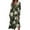 Army Green, variant on Women's Autumn Winter Casual Fashion V-Neck Long-sleeved Floral Print Long Dress, Army Green, Size L