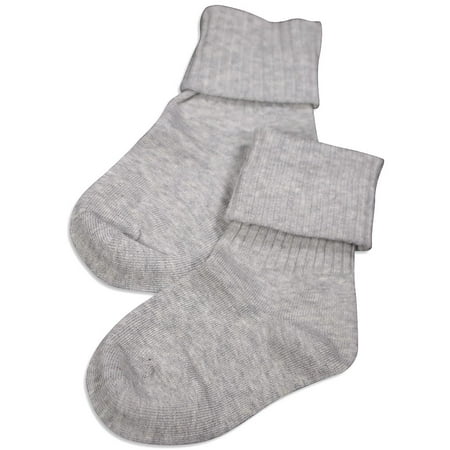 Tic Tac Toe - Little Girls  Triple Roll Socks 31771-X-Large (grey)