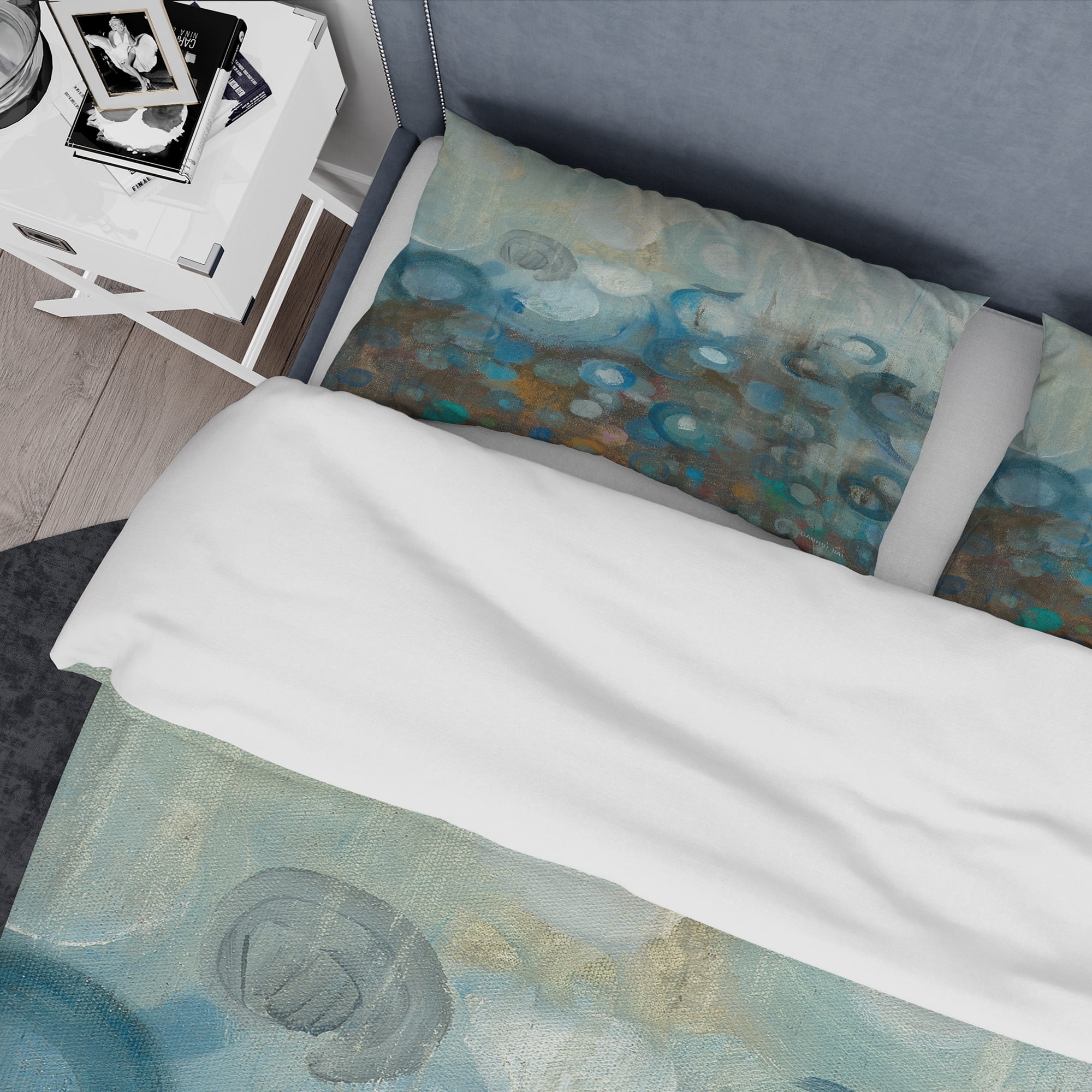 Designart 'Blue and Bronze Dots on Glass I' Geometric Duvet Cover Set